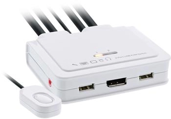 InLine KVM Switch 2-fach USB-C zu DisplayPort 1.2 4K mit Audio integr. Kabel (63614I)
