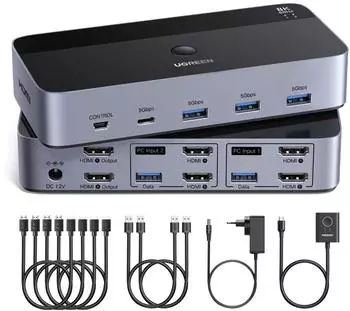 Ugreen HDMI Dual Monitor KVM Switch 2 In 2 Out (85100)