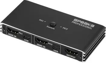 SpeaKa Professional HDMI 2.0 Slim KVM-Switch 2x1 USB2.0 IR 3840x2160 schwarz (SP-13724436)