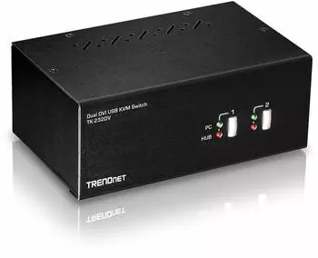 TRENDnet TK-232DV 2-Port Dual-Monitor DVI KVM-Switch mit Audio/USB (TK-232DV)