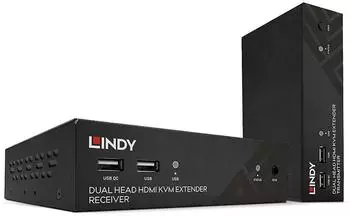 Lindy KVM Extender Dual Head HDMI, USB & RS232, 100m Cat.6 (39374)