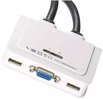 EFB-Elektronik 2-Port KVM-Switch VGA, USB, Audio mit Kabelsätzen 2x0,9m (EB977)