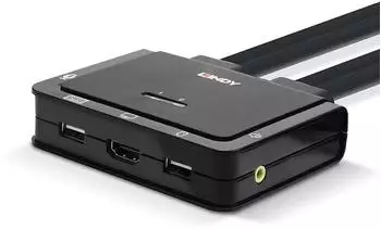 Lindy 2-Port KVM-Switch HDMI 4K, USB-C, Audio (42347)
