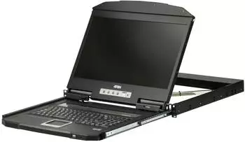 Aten CL3700NW Single Rail LCD-Konsole 18,5" Full HD, kurze Tiefe, DE-Layout (CL3700NW-ATA-GG)