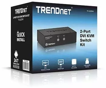 TRENDnet TK-222DVK 2-Port DVI KVM-Switch mit Audio, USB 2.0 (TK-222DVK)