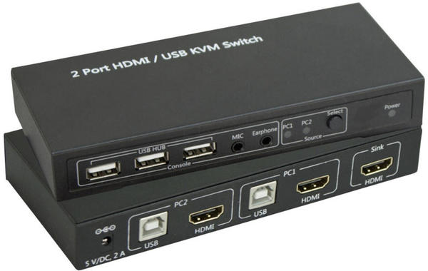 Speaka Professional 2 Port KVM-Umschalter HDMI USB (SP-4330460)