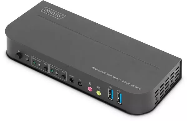 Digitus KVM-Switch, 2-Port, 4K60Hz, 2 x DP in, 1 x DP/HDMI out