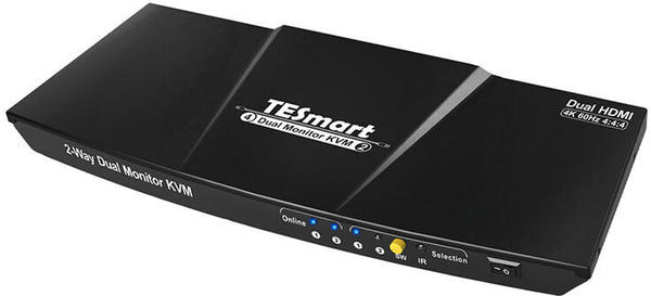 TESmart 4x2 HDMI+HDMI Dual Monitor KVM 4K@60Hz 4:4:4 (HKS0402A1U) schwarz