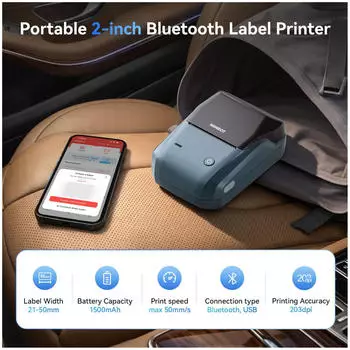 Niimbot B1 Thermodrucker blau-weiß, 50mm + Etikettenrolle