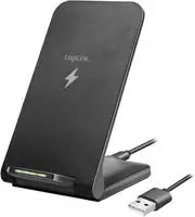 LogiLink Smartphonest&auml;nder mit kabelloser Ladefunktion, 2 Spulen, 15 W, schwarz