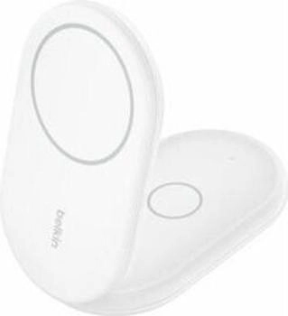 Belkin Magnetische, einklappbare, kabellose 2-in-1-Ladestation mit Qi2 (15W) Wei&szlig;