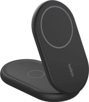 Belkin Magnetische, einklappbare, kabellose 2-in-1-Ladestation mit Qi2 (15W) Schwarz
