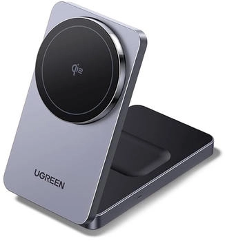 Ugreen Qi2 15W 2-in-1 Kabelloses Ladegerät MagSafe Grau