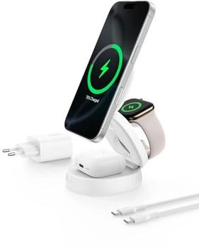 Belkin BoostCharge Kompakte magnetische 3-in-1-Ladestation Wei&szlig;