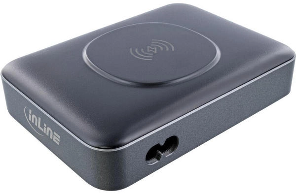 InLine Qi Powerstation GaN 100W – Caricabatterie 6 Porte: 4 USB-C (100W PD), 2 USB-A (30W QC), Ricarica Wireless 15W, Nero - 2