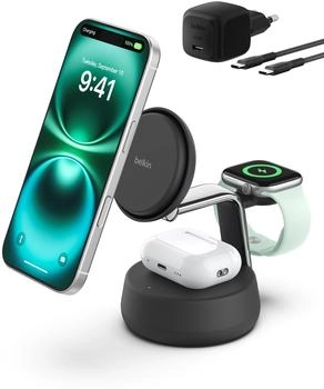 Belkin UltraCharge Pro Magnetische 3-in-1-Ladestation mit Qi2 25W Charcoal