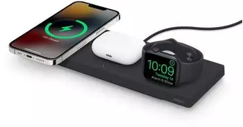 Belkin Drahtloses 3-in-1-Ladepad mit MagSafe Schwarz (WIZ016vfbk-APL)