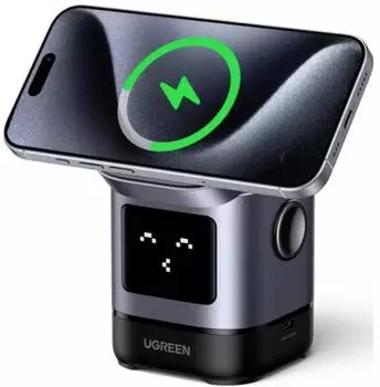 Ugreen Qi2 2-in-1 Charging Station Robot Black