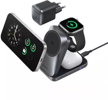 Anker Prime Kabellose Ladestation (3-in-1, MagGo, AirCool, Faltbar)