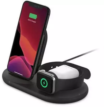 Belkin Drahtloses BOOST CHARGE 3-in-1-Ladeger&auml;t f&uuml;r Ger&auml;te von Apple Schwarz