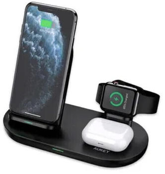 Aukey LC-A3 3 in 1 AirCore Wireless Charging Station Stand Schwarz