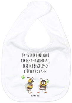 Mr. & Mrs. Panda Babylätzchen Hummeln Kleeblatt mit Spruch weiß