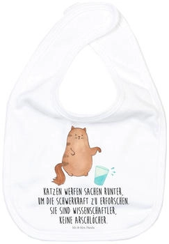 Mr. & Mrs. Panda Babylätzchen Katze Wasserglas mit Spruch weiß