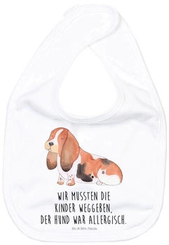 Mr. & Mrs. Panda Babylätzchen Hund Basset Hound mit Spruch weiß