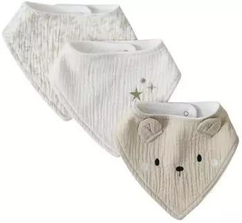 Vertbaudet Baby-Lätzchen/Halstücher Baumwoll-Musselin beige, 3er-Pack