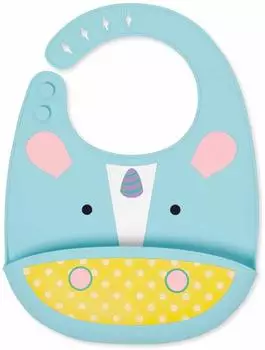 Skip Hop Zoo Lätzchen Einhorn, Silikon mit Tasche, BPA-frei