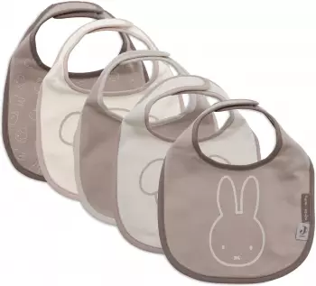 Jollein Lätzchen "Miffy and Friends" Jersey wasserdicht, 5er-Pack (029-566-68047)