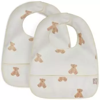 Jollein Lätzchen wasserdicht Teddybär weiß, 2er-Set (SB-28765)