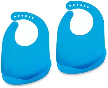 Relaxdays Babylätzchen aus Silikon mit Auffangschale, 2er-Set, blau