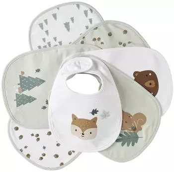 Vertbaudet Baby-Lätzchen mit Klett, Bio-Baumwolle, hellgrün/weiß, 7er-Pack