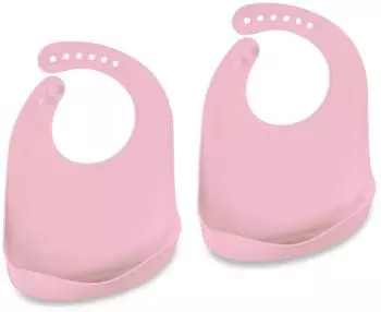 Relaxdays Babylatz Silikon mit Auffangschale, 2er Set, rosa