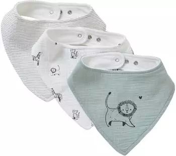 Vertbaudet Baby-Halstücher aus Frottee/Musselin, 3er-Pack, weiß/grün