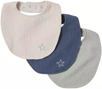 Vertbaudet Baby-Lätzchen aus Musselin, 3er-Pack, blau