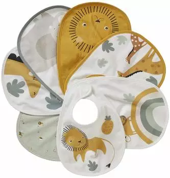 Vertbaudet Baby-Lätzchen mit Klett, Bio-Baumwolle, 7er-Pack (Tansania)