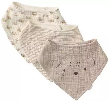 Vertbaudet Baby-Lätzchen Bandana-Style Baumwoll-Musselin/Frottee, 3er-Pack