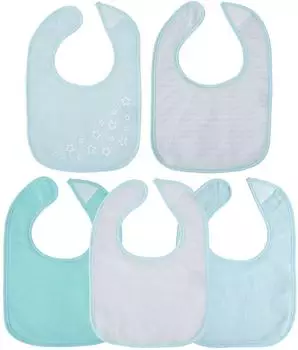 Bieco Baby-Lätzchen mit Klettverschluss, wasserdicht, Baumwolle, türkis, 5er-Pack (38000332)