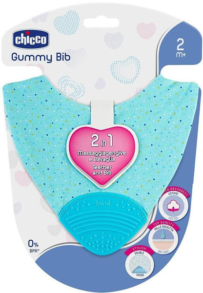 Chicco Gummy Bib teether and bib 2 in 1 2m+ blue
