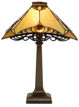 LumiLamp Tiffany Tischlampe 36*36*50 cm E14/max 1*40W Braun, Beige Glasmalerei Dreieck Schreibtischlampe Tiffany Tiffany Lampe