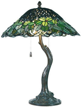 LumiLamp Tiffany Tischlampe Ø 47*58 cm E27/max 2*60W Grün Glasmalerei Schreibtischlampe Tiffany Tiffany Lampe