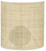 Wandleuchte Naturfarben Rattan 22 Cm Halbrund Boho Modern F&uuml;r Wohnzimmer