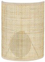 Wandleuchte Naturfarben Rattan 25 Cm Halbrund Boho Modern F&uuml;r Wohnzimmer