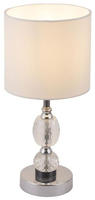 GLOBO LIGHTING Tischleuchte "BRONN" E14 1 Stk. Verchromte Tischleuchte mit Textil-
