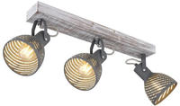 GLOBO LIGHTING Deckenspot "MORI" E27 1 Stk. Holz-Strahler antik wei&szlig; get&uuml;ncht,