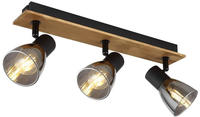 GLOBO LIGHTING Deckenspot "CLAUDE" E14 1 Stk. Strahler Holz/Schwarz, Rauchglas, E14