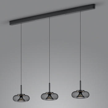 Helestra LED Pendelleuchte Sica in Schwarz-transparent und Schwarz-matt 3x 9W 2169,99lm schwarz