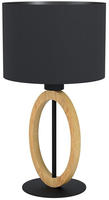 EGLO Tischleuchte "BASILDON 1 Tischlampe, Stahl, Holz und Textil, Nachttischlampe,